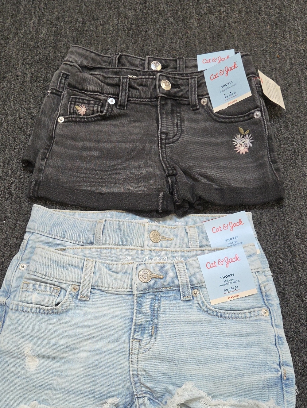 (#1C) 4 Cat & Jack Black and Light Blue Girls' Denim Shorts Set